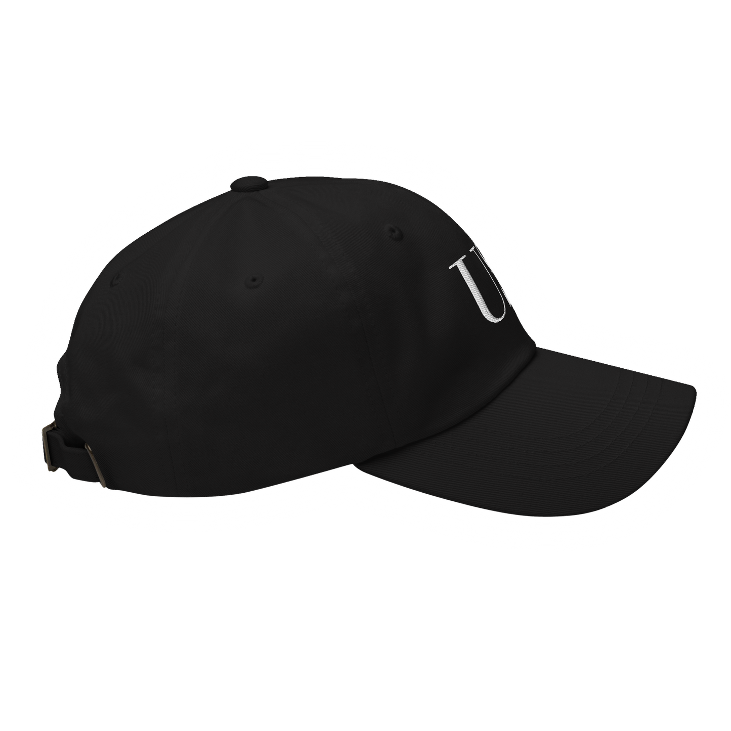 Us Serif Cap in Black, classic dad cap, right side view