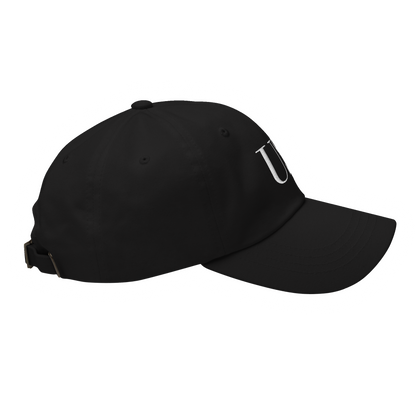Us Serif Cap in Black, classic dad cap, right side view