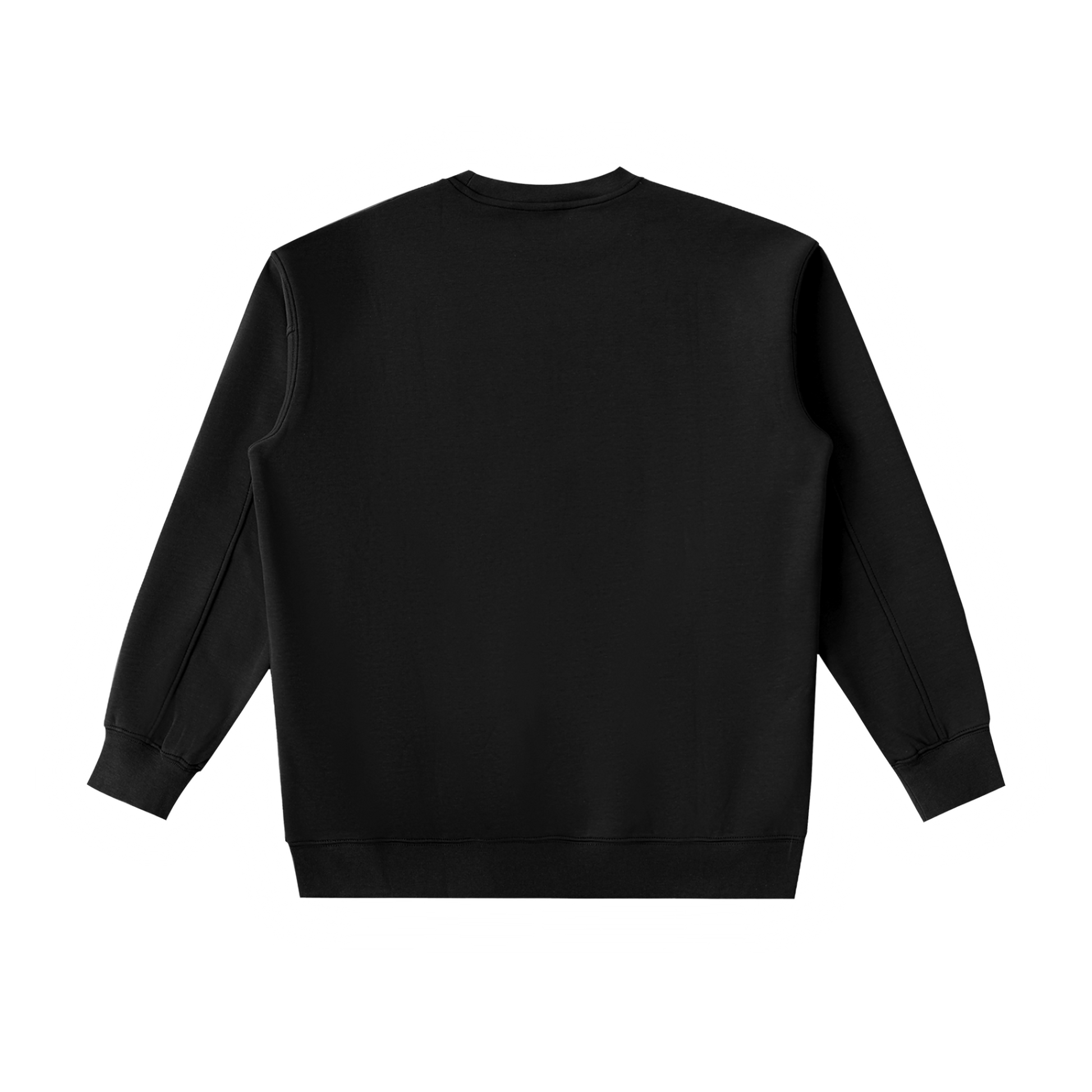 Us Sun & Moon Crewneck in Black, loose-fit poly-cotton blend, back view