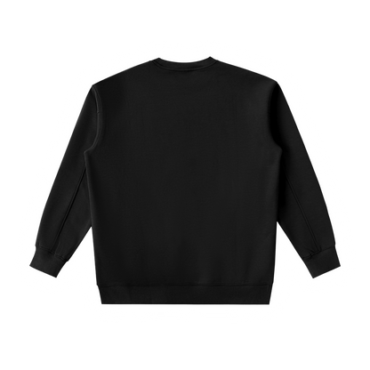 Us Sun & Moon Crewneck in Black, loose-fit poly-cotton blend, back view