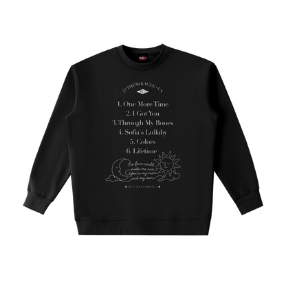 Us Sun & Moon Crewneck in Black, loose-fit poly-cotton blend, front view